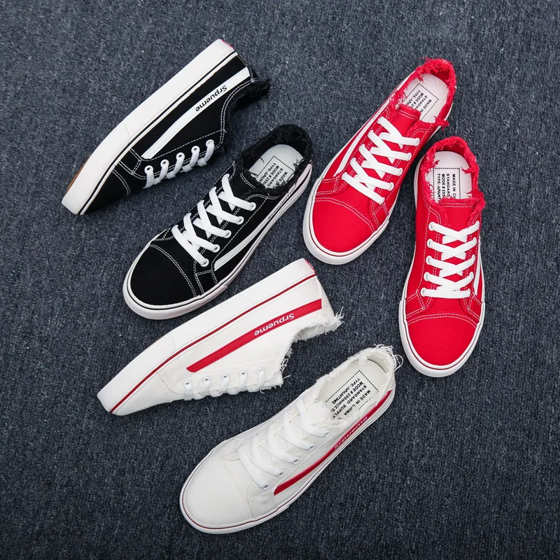 Летние парусиновые туфли мужские Корейская версия модные маленькие белые