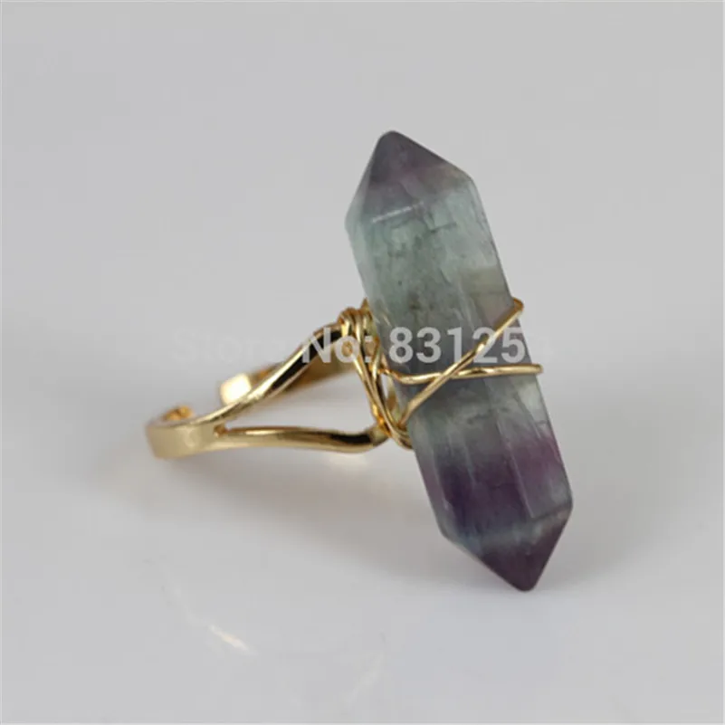 Кольцо на палец с натуральным флюоритом друза подвеска драгоценным камнем 1 шт. |