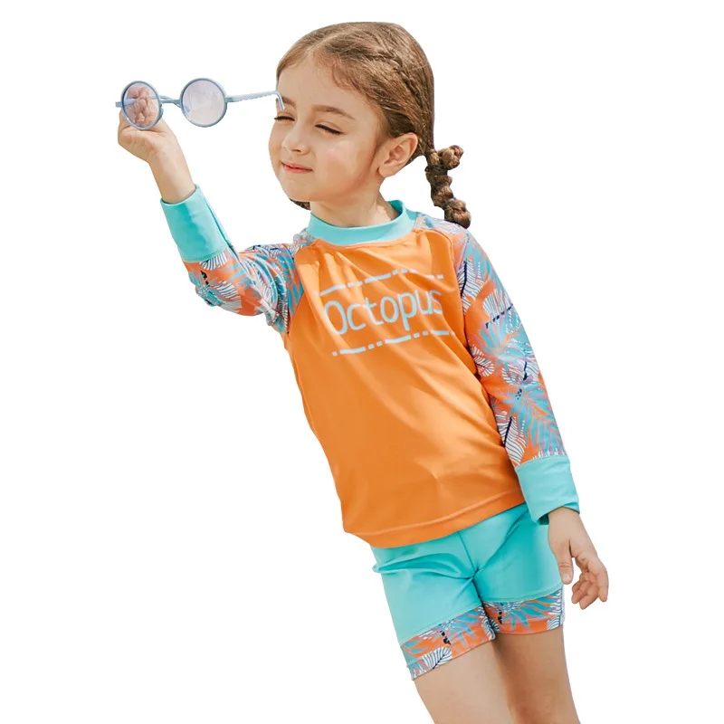 SABOLAY High Elastic Girls Swimwear Long Sleeve Shirts Swimsuit for Girl Kid Children Anti UV Fast Drying Diving Suit | Спорт и