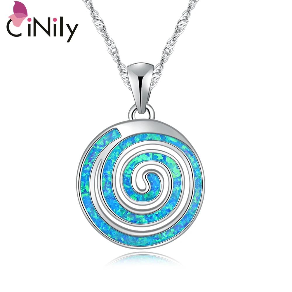 Женский кулон без цепочки CiNily с голубым огненным опалом посеребренный оптовая