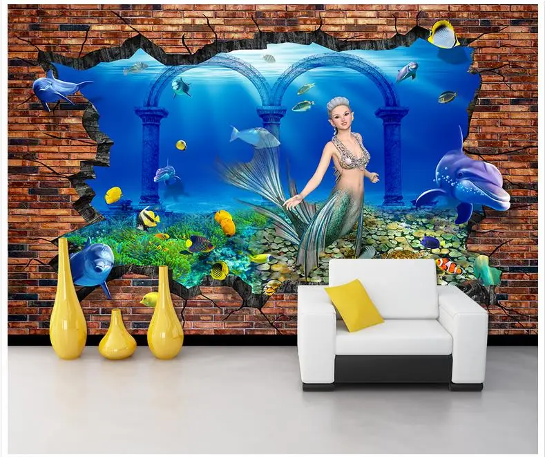 Пользовательские 3d обои для стен 3 d настенные фрески росписи подводный мир