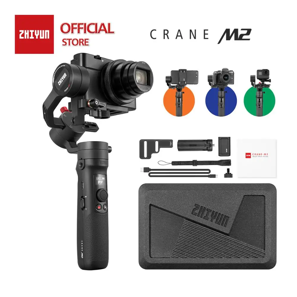 Zhiyun Crane M2 3-осевой Карманный Стабилизатор Для беззеркальных камер смартфонов Gopro