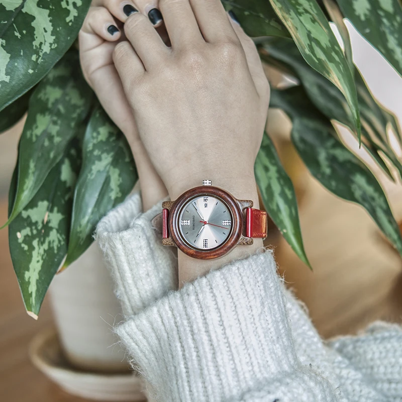 BOBO BIRD Новое поступление деревянные бамбуковые часы для женщин кожаный ремешок
