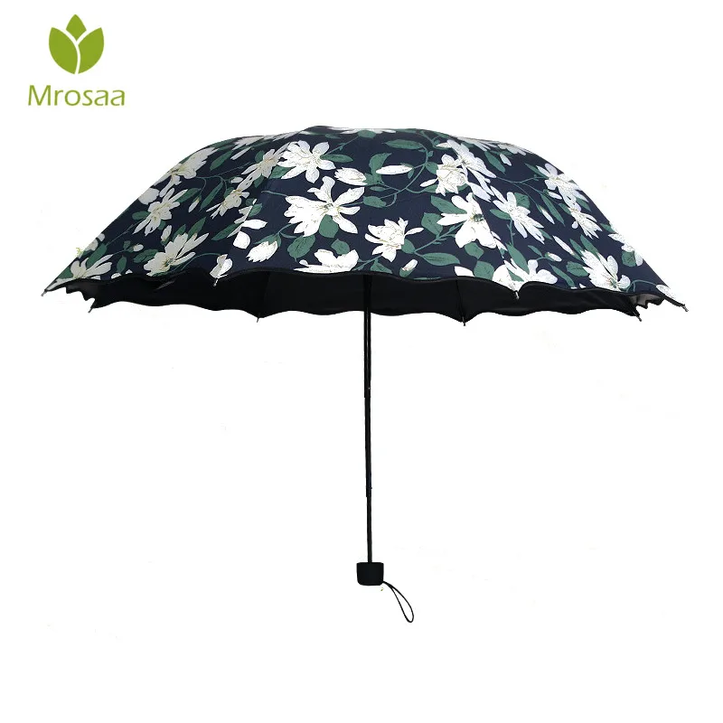 Новинка женский зонт с рисунком лилии защита от УФ-лучей зонты легкие анти-черное