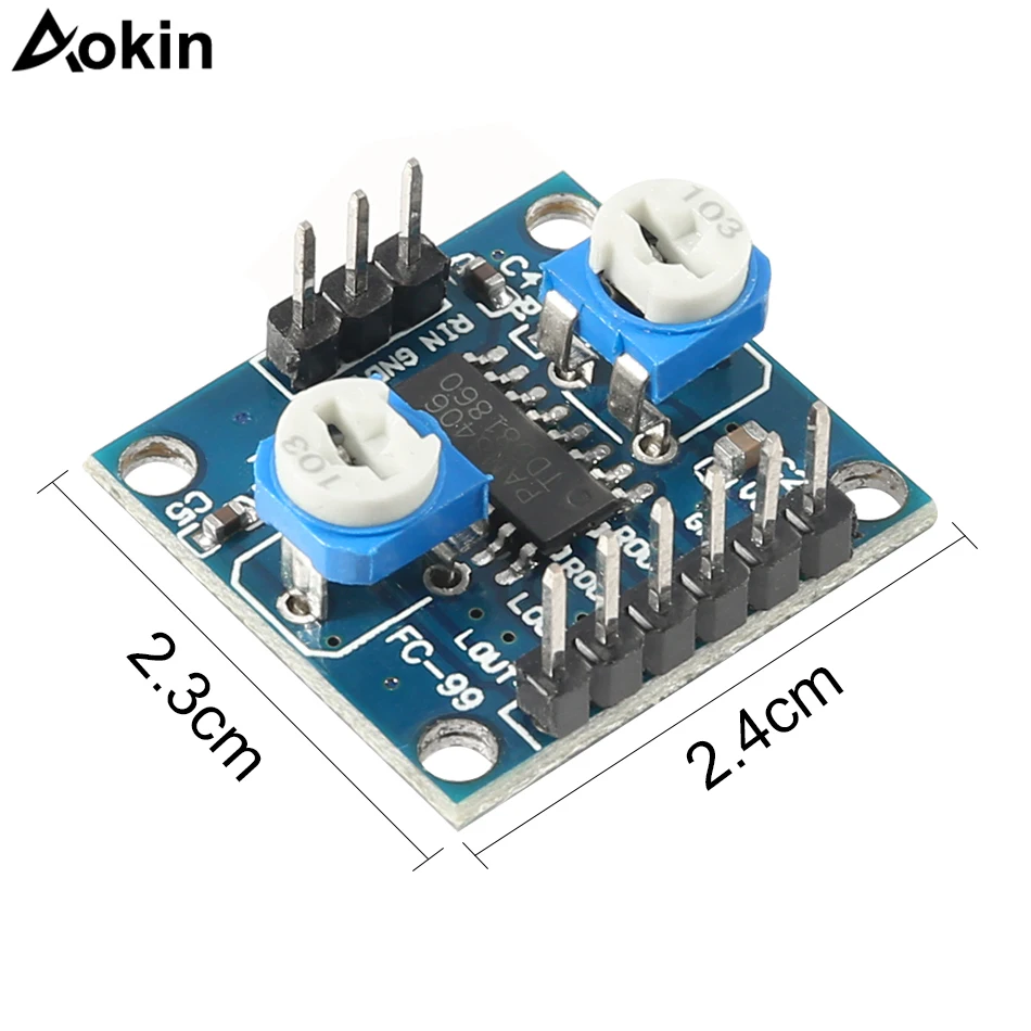 Плата цифрового усилителя PAM8406 с регулятором громкости 5Wx2 Stereo | Электронные