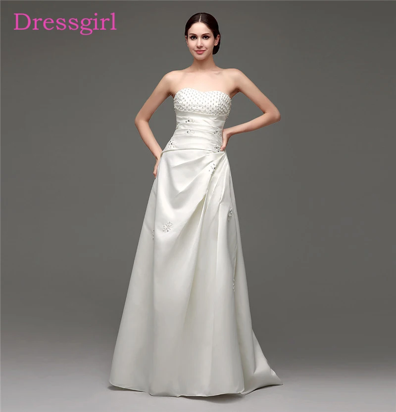 Женское свадебное платье в стиле бохо ТРАПЕЦИЕВИДНОЕ с жемчужинами дешевые