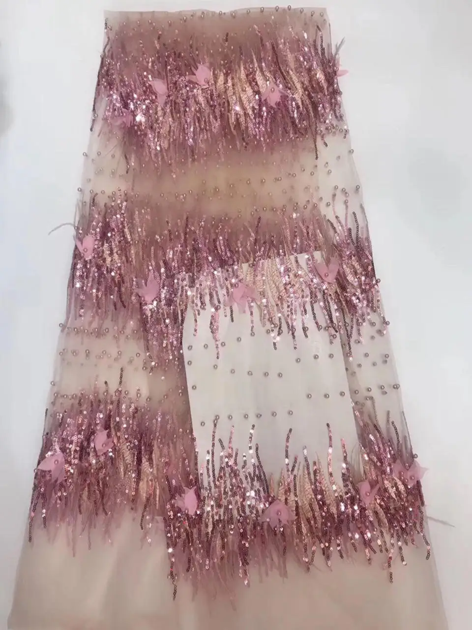 latest african Tulle lace 2018 French Net Beaded Lace Fabric For Wedding guipure Embroidery fabric DS284 | Дом и сад