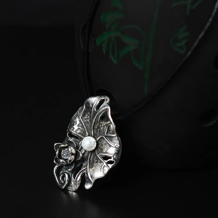 Ожерелье Wind S925 из чистого тайского серебра с лотосом женское колье мозаикой