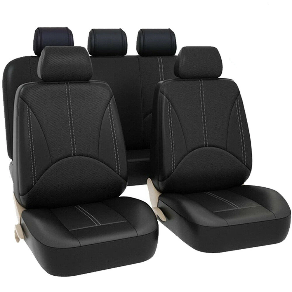 Универсальный кожаный чехол для автомобильного сиденья полный комплект черный