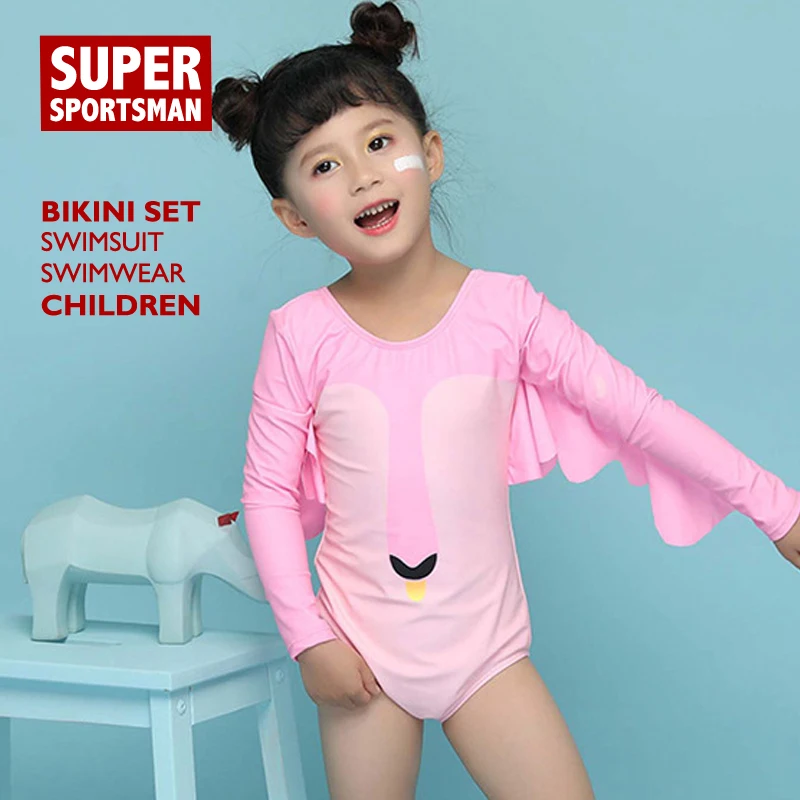 Baby Girl Flamingo Biquini One Piece Swimsuit Kids Cartoon Swan Surf Swim Bathing Suits Children Cute Bikinis Set Beach Swimwear | Спорт и