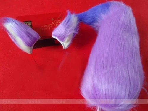 Новинка длинный пурпурный хвост из лисьего меха плюшевый повязка для волос