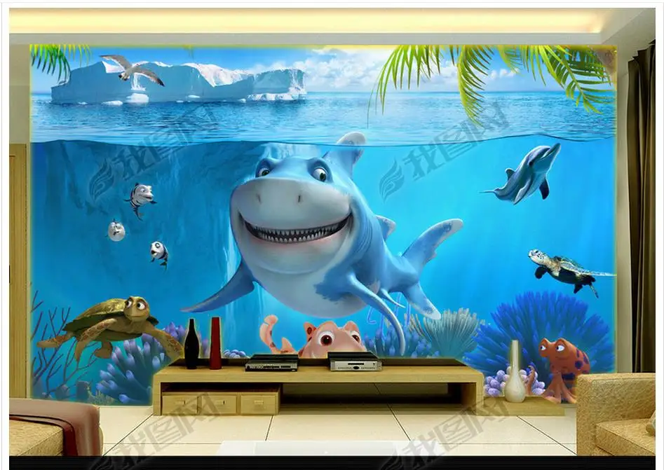 3D настенные фрески фотообои на заказ трехмерные Подводные обои детская комната
