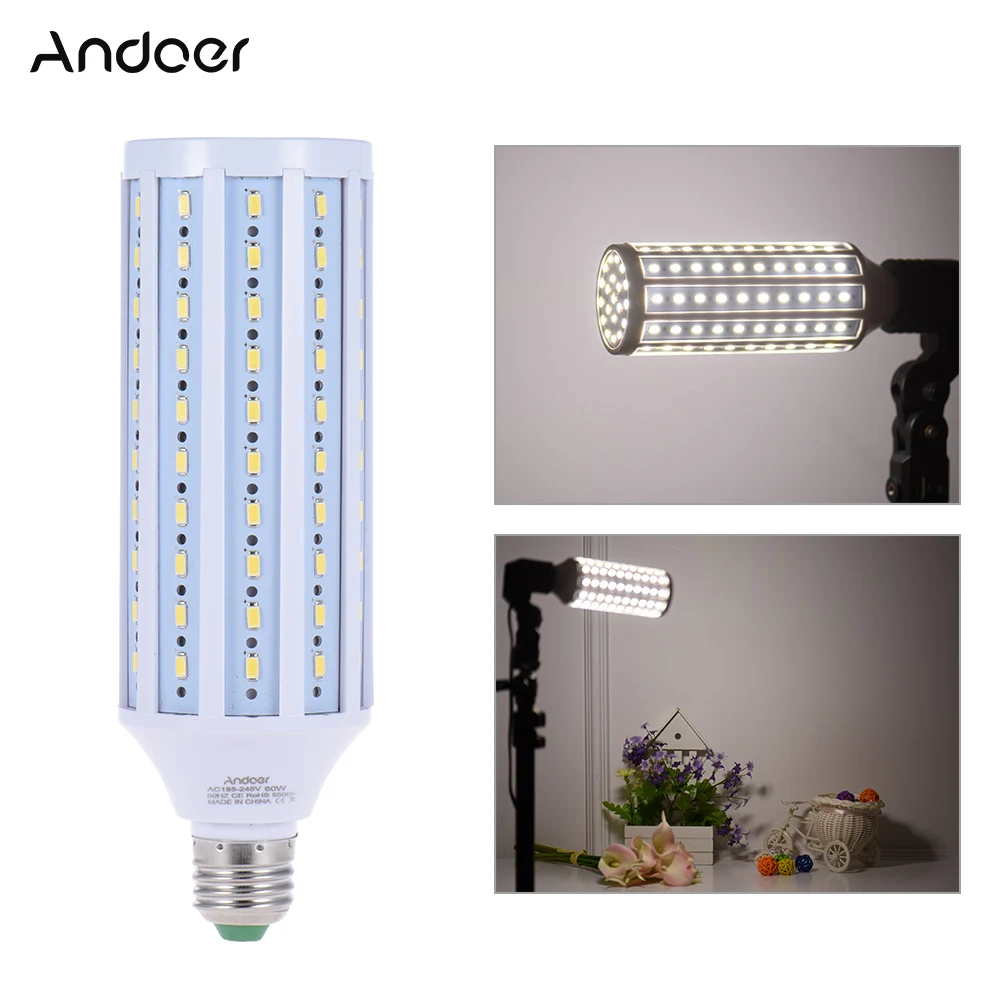 Andoer E27 Socket Photo Studio Photography 5500K 60W 120 Beads LED Corn Lamp Light Bulb Day светильник | Электроника