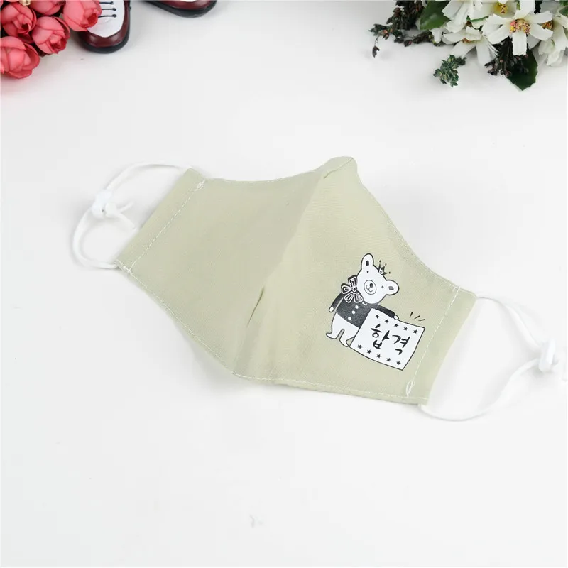 Маски льняные с принтом медведя тонкие дышащие защита от солнца смога модные