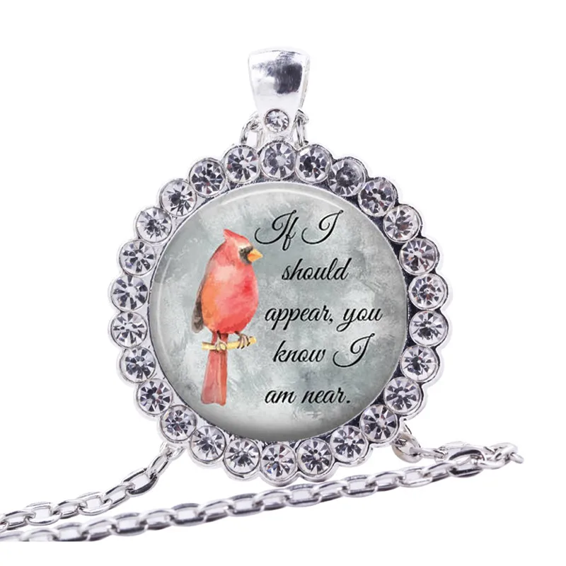 Cardinal Jewelry попугай ожерелье Red Bird Ожерелье Круглый купол стеклянный кабошон