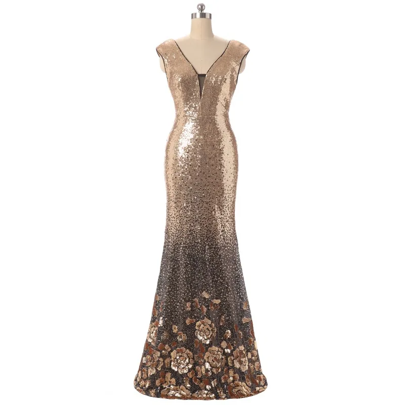 Бесплатная доставка 2019 новый двойной v-образный вырез длинное вечернее платье