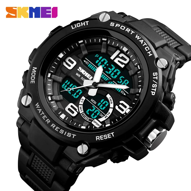 Skmei люксовый бренд мужские спортивные часы погружение 50 м цифровые светодиодные