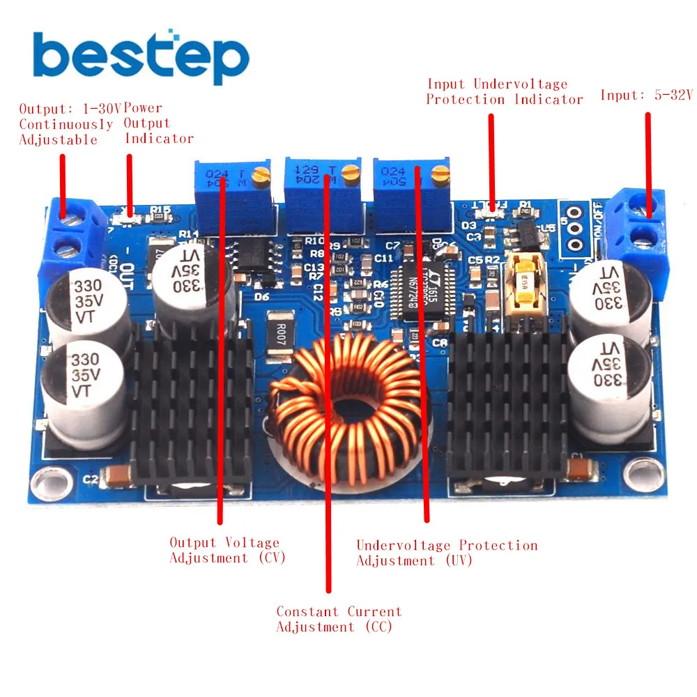 Автоматический понижающий регулятор LTC3780 DC-DC 5-32 В до 1 в-30 в 10 А модуль зарядки шт. -