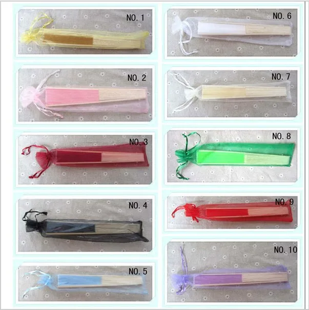 Бесплатная доставка Шелковый чехол 100 шт./лот 10 цветов для ручных вееров