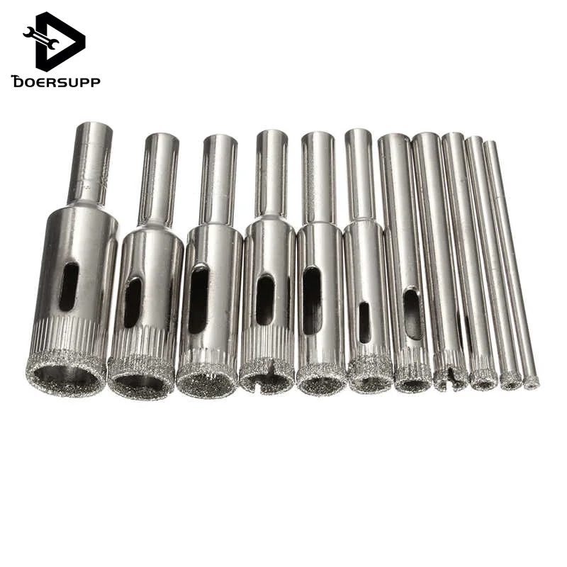 11Pcs/set 3-14MM Diamond Coated Core Hole Saw Drill Bit Set Tools For Tiles Marble Glass 3 4 5 6 7 8 9 10 11 12 14 mm |