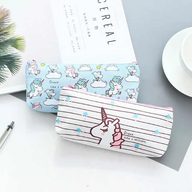 Cute unicorn Pencil Bag papelaria canvas Case stationery material escolor school supplies | Канцтовары для офиса и дома