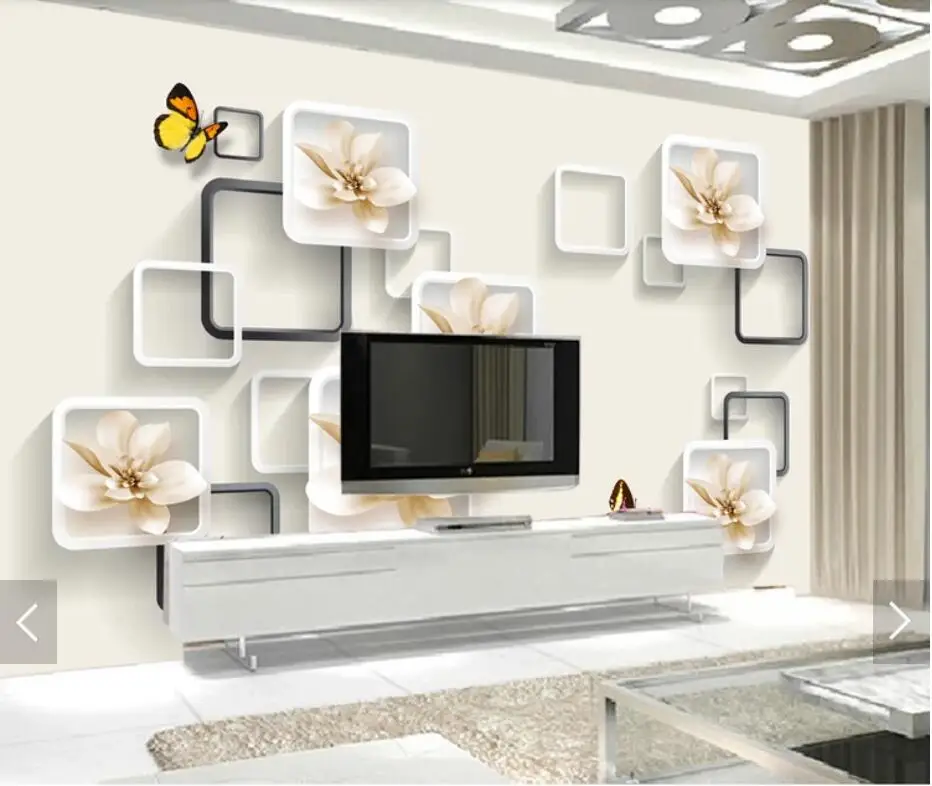 3d-абстрактная Геометрическая Настенная роспись с изображением лилии бабочки