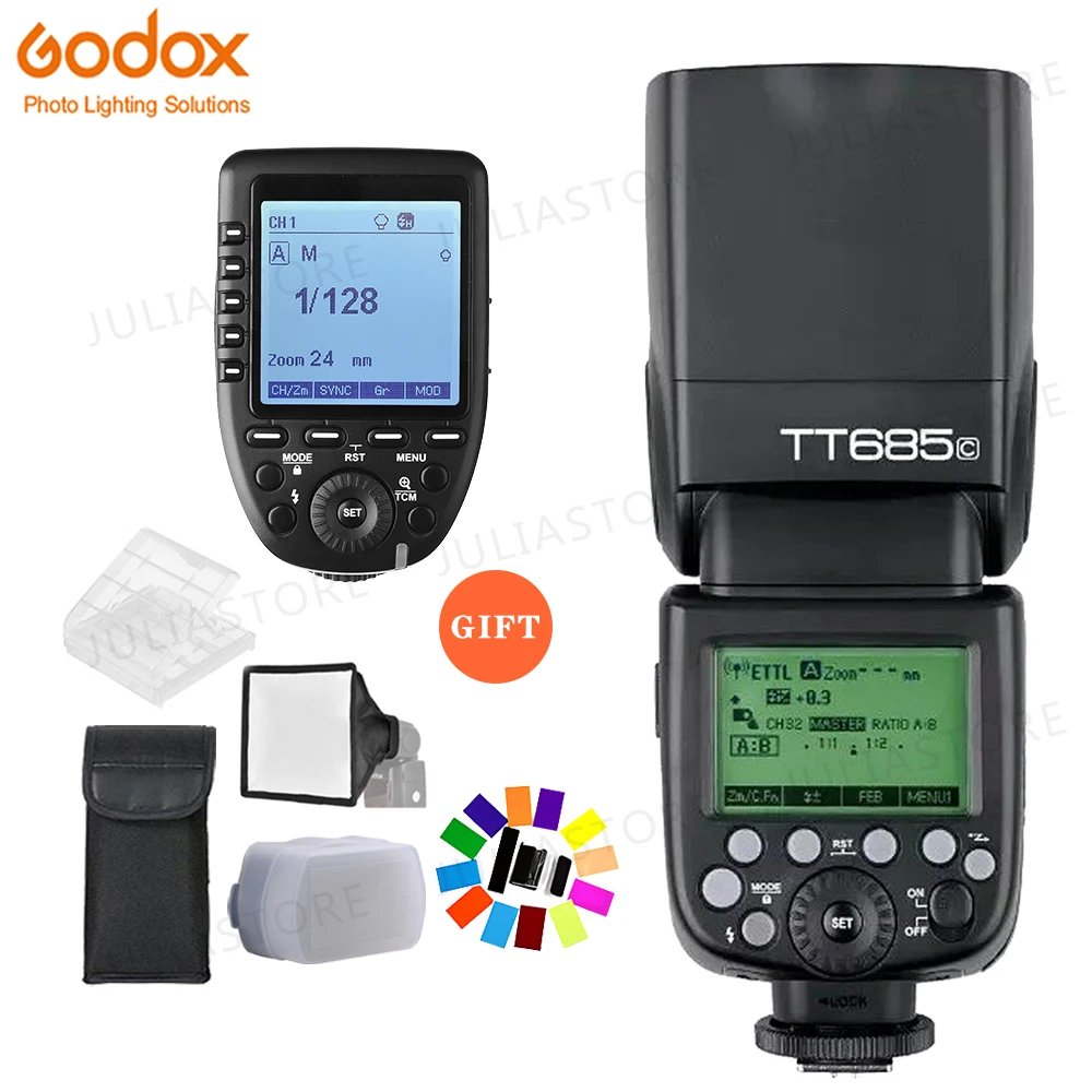 Godox TT685C TTL вспышка для камеры 2,4 ГГц высокой скорости 1/8000 сек. GN60 + беспроводной передатчик Xpro-C для камеры Canon Eos + подарок.