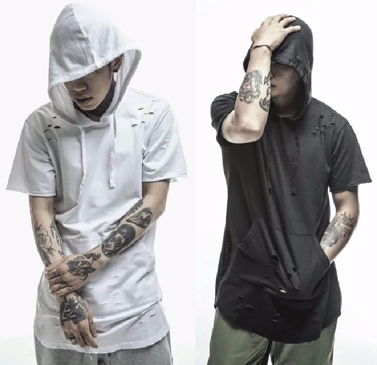 Новые короткие толстовки Kanye West футболка с капюшоном удлиненная модель крутая