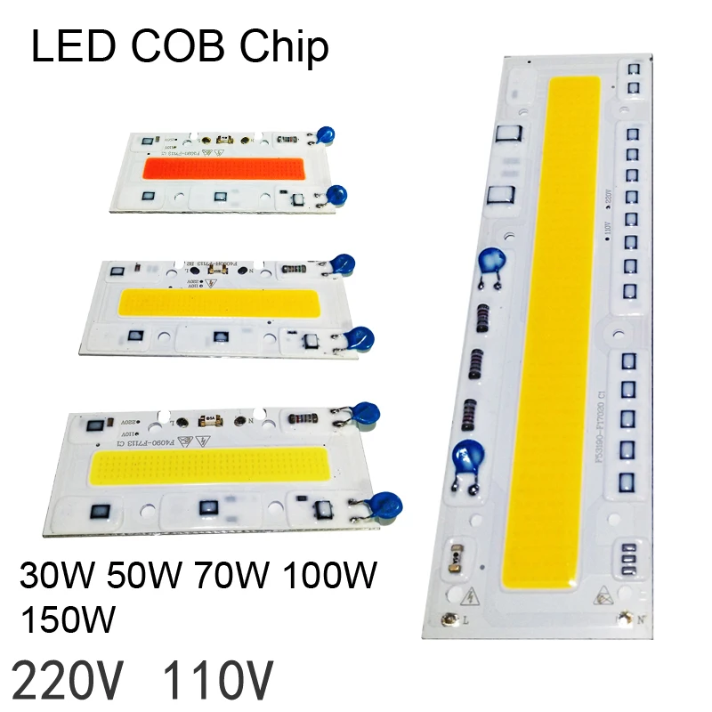 LED COB Chip Strip Bulb Integrated Grow Lights Smart IC 110V/220V Panel Warm/Cold Bead 30W 50W 70W 100W 150W Floodlight | Освещение