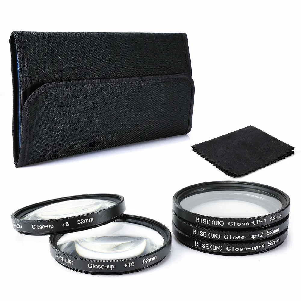 RISE(UK) 52MM Close Up +1+2+4+8+10 Macro Lens set for Canon SONY NIKON all Camera + Cleaning cloth | Filters