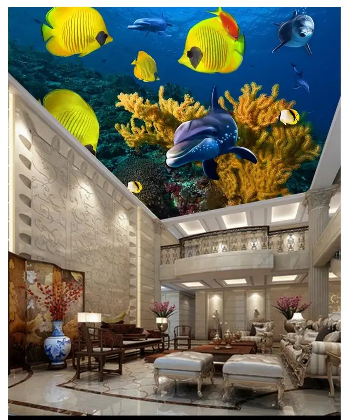 Европейский стиль пользовательские фото обои 3d потолочные фрески подводный мир