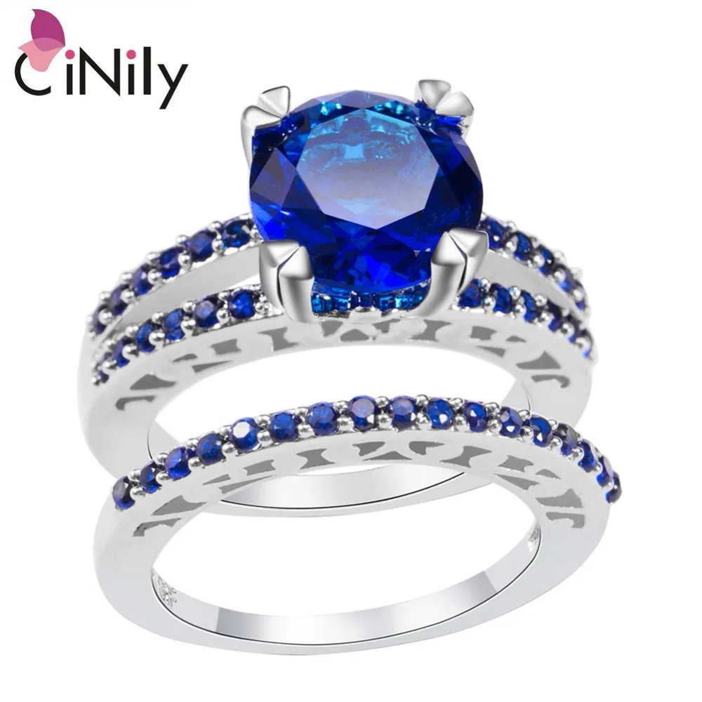 CiNily Created Синий Камень Посеребренные Кольца Оптовая Новый Стиль Ювелирные Изделия