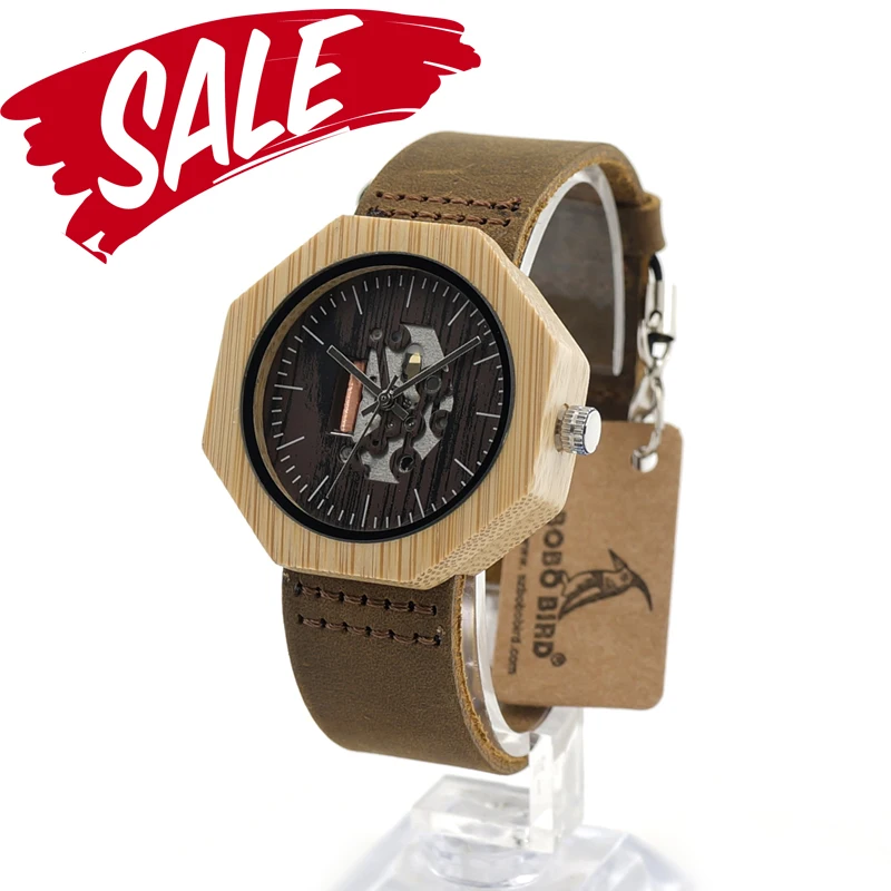 Бобо птица для мужчин часы Уникальный восьмиугольный бамбука наручные дамы Баян