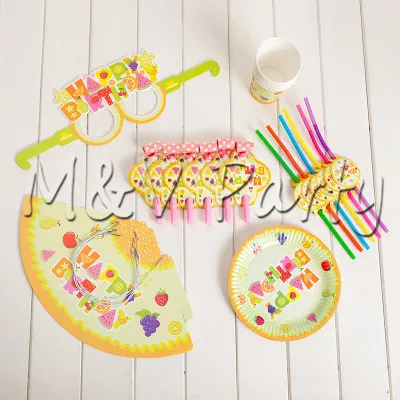 36 шт./лот фрукты тема мультфильм посуда для вечеринки в честь Дня Рождения наборы