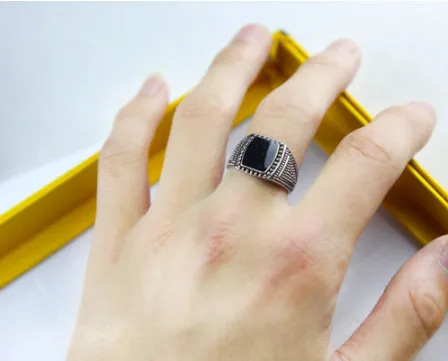 New fashion male personality style drip square ring plating ancient social etiquette to match the silver jewelry | Украшения и