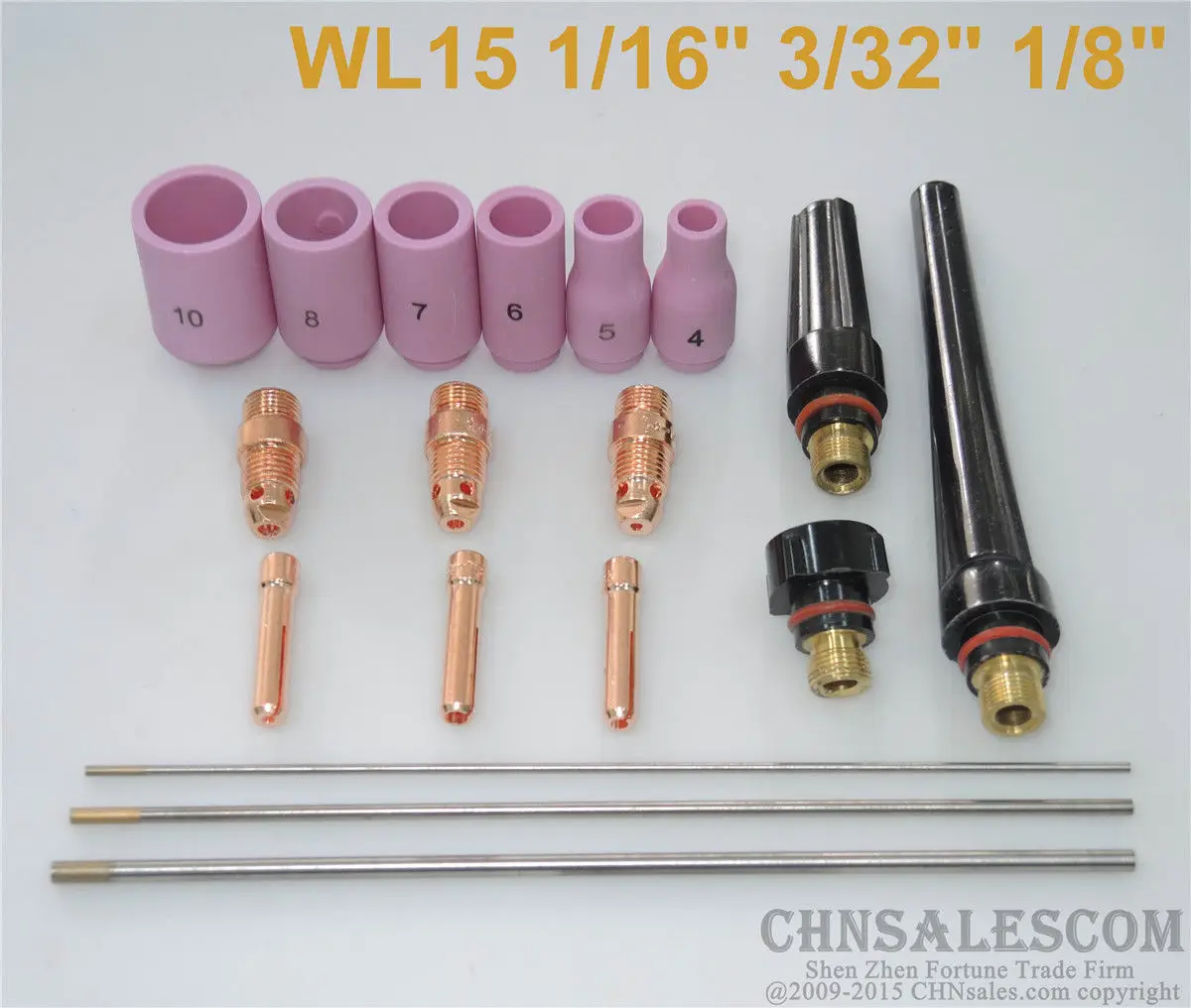 CHNsalescom 18pcs TIG Weld Torch Short Kit WP-17 WP-18 WP-26 WL15 Tungsten 1/16&quot 3/32&quot 1/8&quot | Инструменты