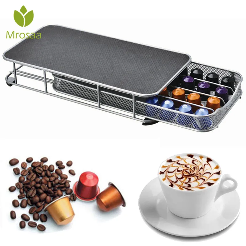 Top Stainless Steel Coffee Pods Holder Storage Drawer for 40pcs Nespresso Capsules Organizer | Дом и сад