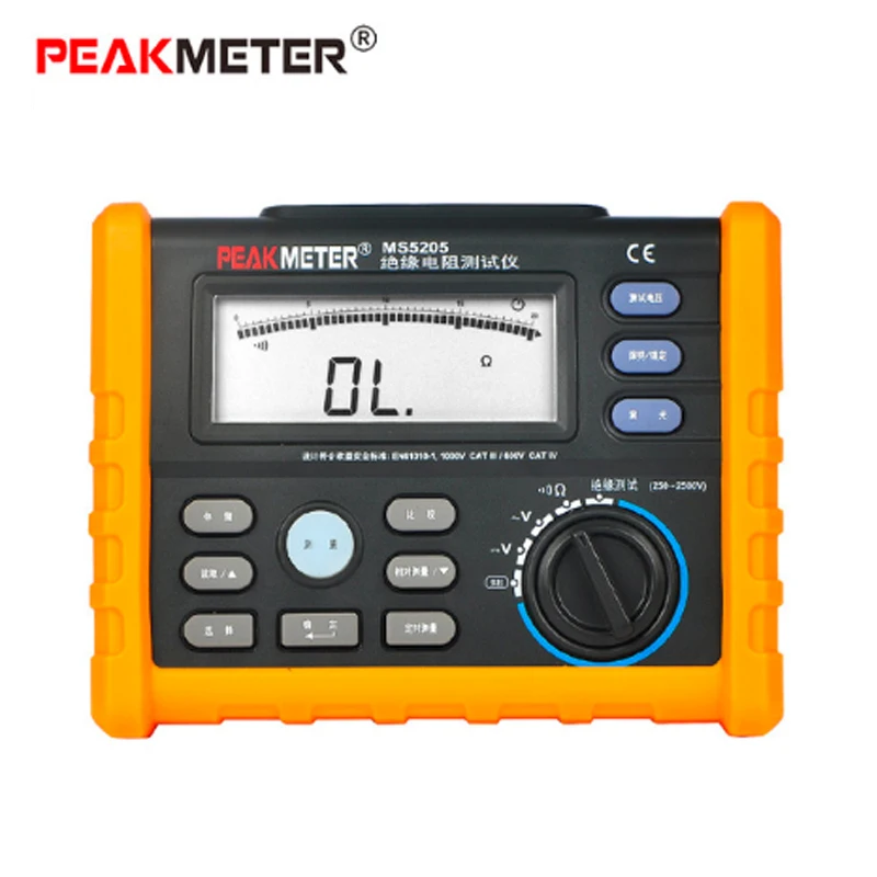 Цифровой изоляционный Измеритель сопротивления PEAKMETER MS5205 0 01-100 г Ом 250 В-2500 В
