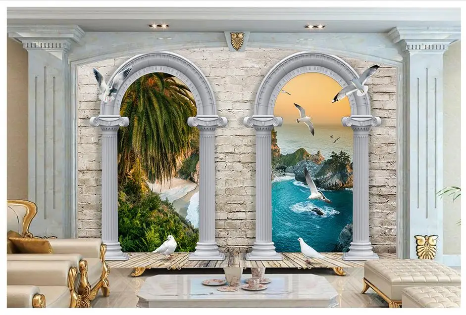 Высококачественные Новые Пользовательские 3d фотообои фрески обои Пляжная