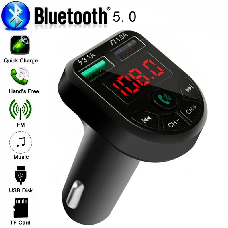 Беспроводной автомобильный комплект громкой связи Bluetooth FM-передатчик приемник MP3