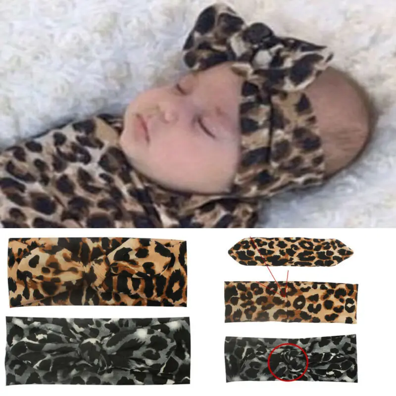 Повязка на голову для девочек повседневная ободок с леопардовым принтом тюрбан