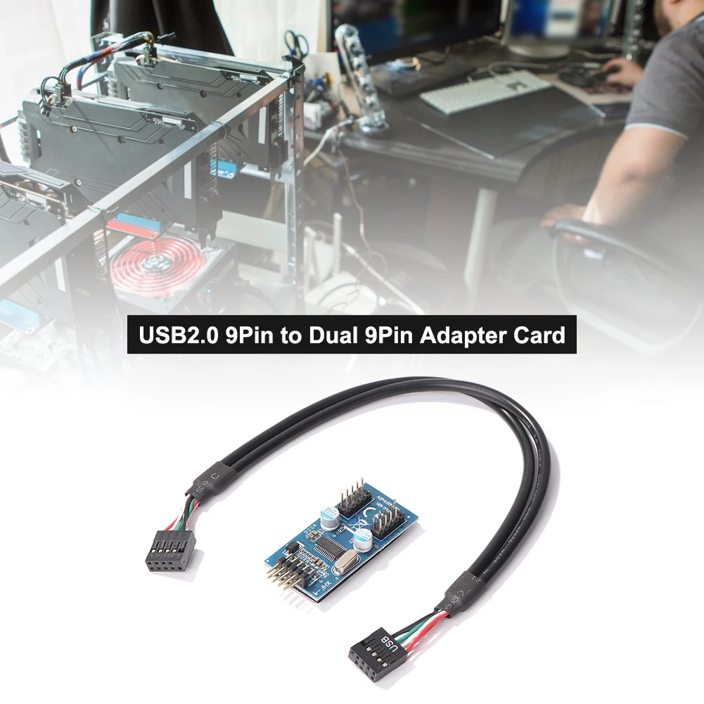 USB-разъем адаптер карточка от 1 до 2 Настольная плата материнская 9pin 9 контактов