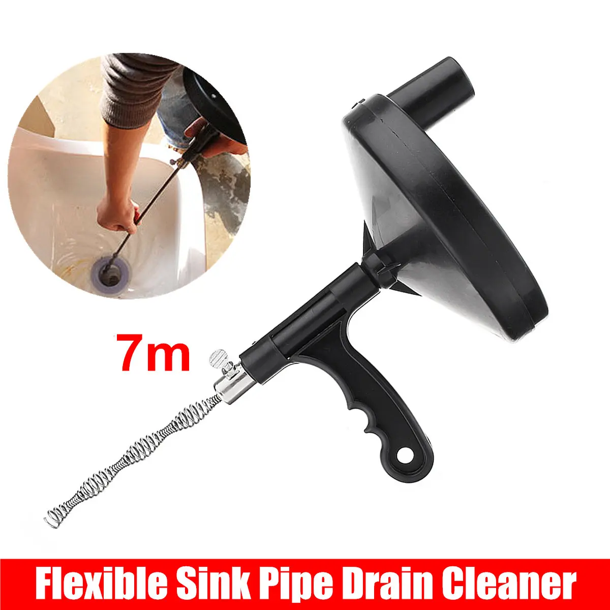 1pcs 7M Toilet Sewer Clog Long Line Steel Spring Hook Kitchen Bathroom Sink Pipe Drain Cleaner Pipeline Hair Cleaning Remover | Дом и сад
