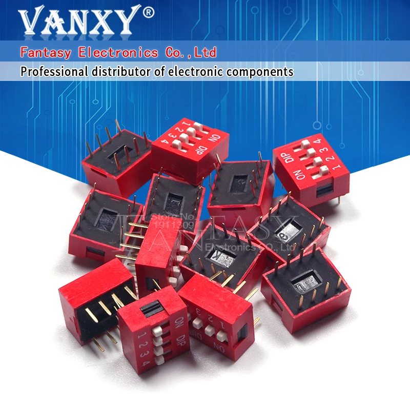 DIP-переключатели 4 бита 2 54 мм 10 шт. vanxy