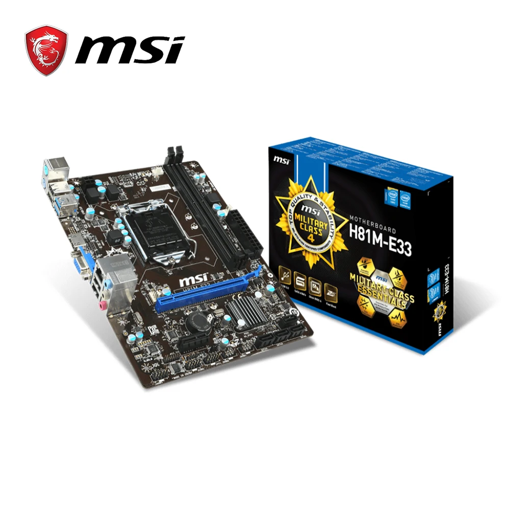 Новая материнская плата msi h81m-E33 lga1150 socket intel 2xddr3 ram SATAIII ssd USB 3 0 HDMI + VGA PCI-E X16 для