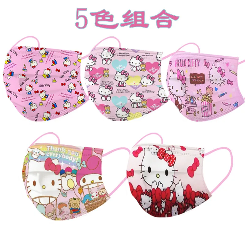 Маска одноразовая для взрослых с мультяшным котом модная 3-слойная Нетканая