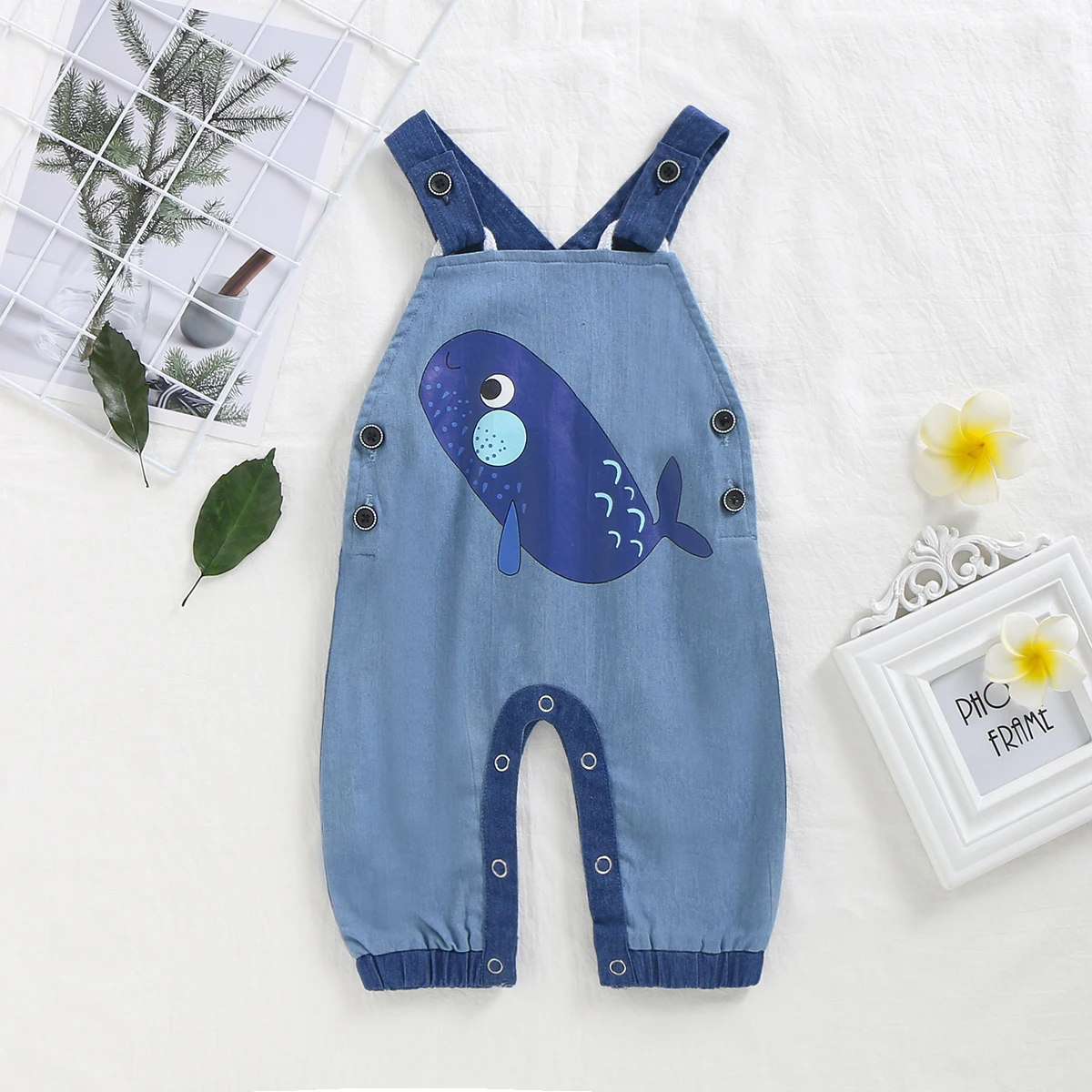 2019 Infant Baby Print Suspender Overalls Toddler Blue whale pattern Jumpsuit baby girl clothes boy 0-12M | Детская одежда и обувь