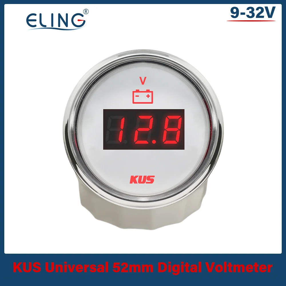 KUS 52mm 2'' voltmeter Voltage Gauge with Red Yellow Backlight 8-16V 18-32V 9-32V for Car Motor Boat Yacht Marine Automobile - купить