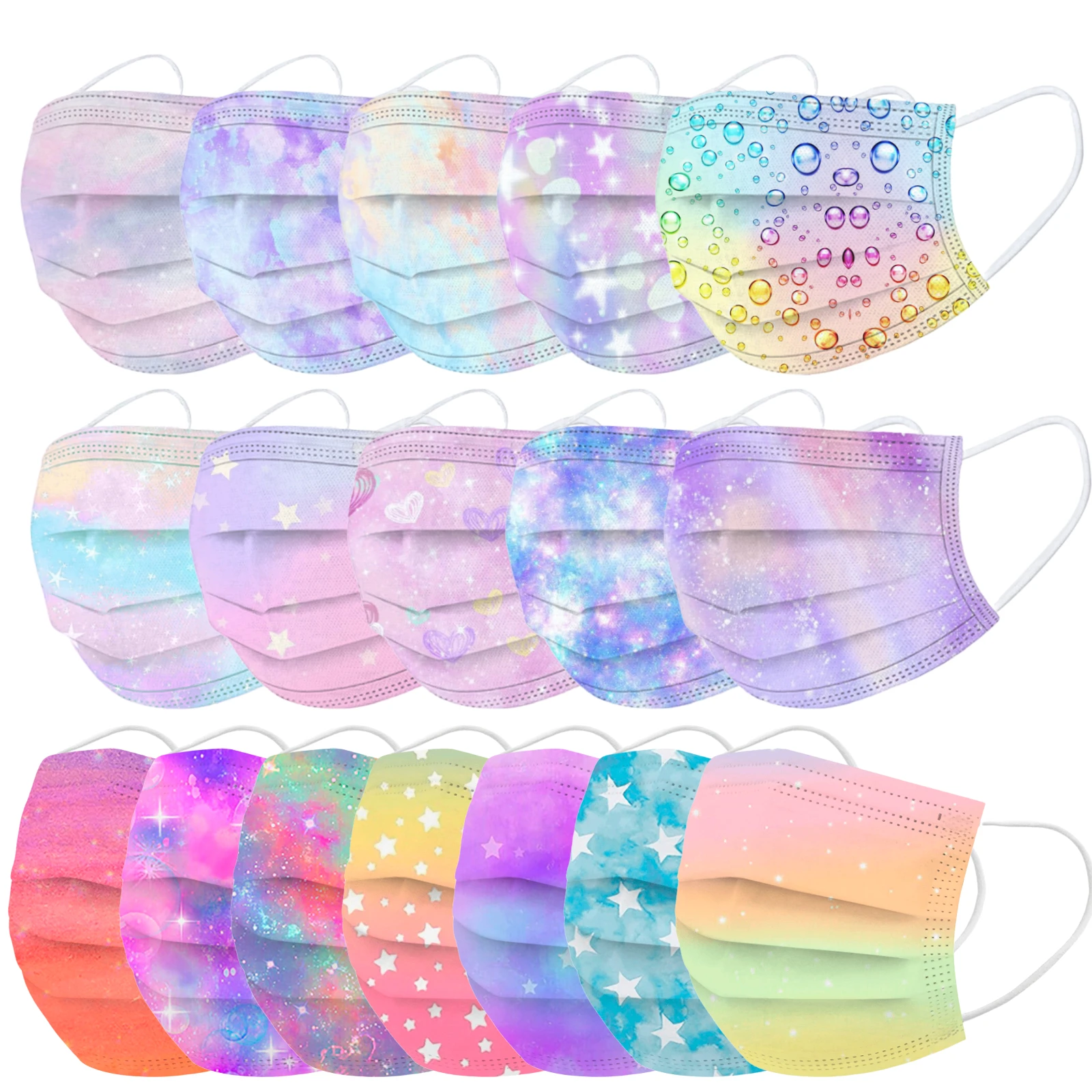 Mascherine natalizie 10 шт. детская маска Tie-dye градиентная печатная 3-слойная Пылезащитная