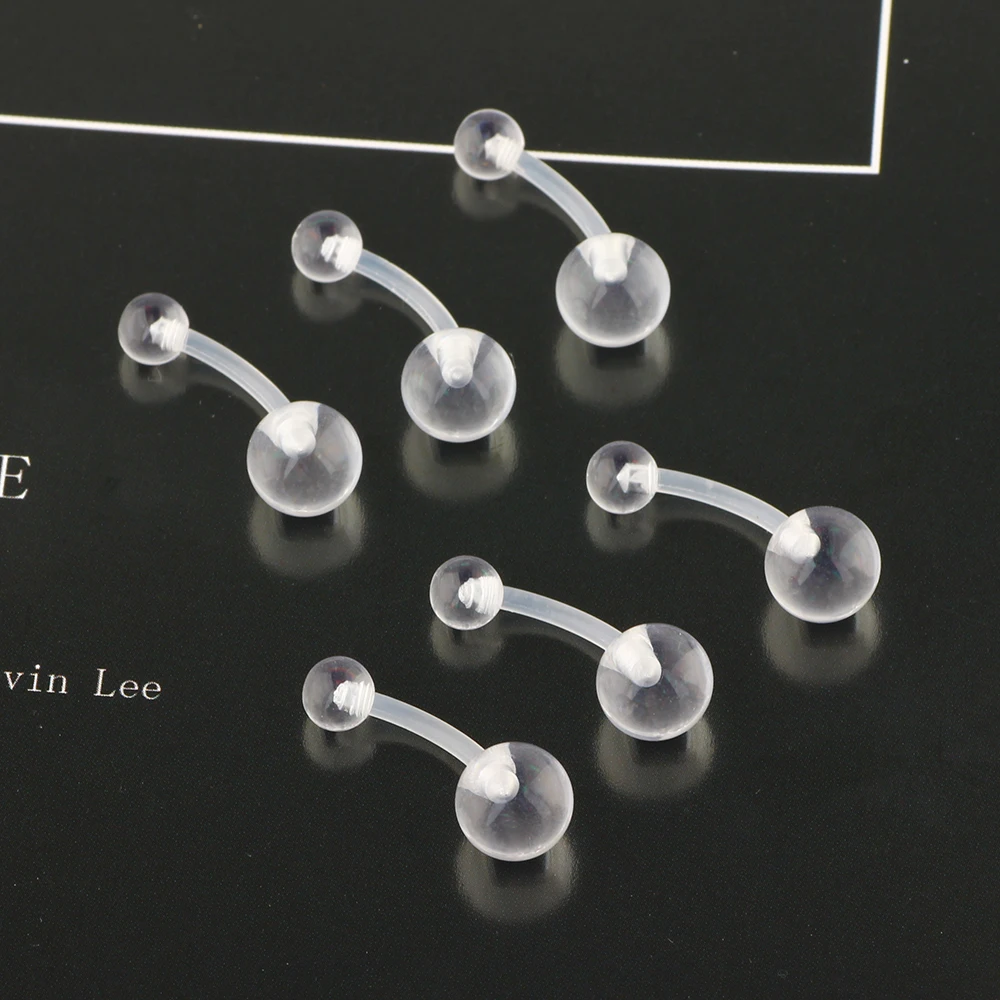 JUNLOPWY 4 г прозрачные кольца для пупка Bioflex пластиковое кольцо изогнутая штанга